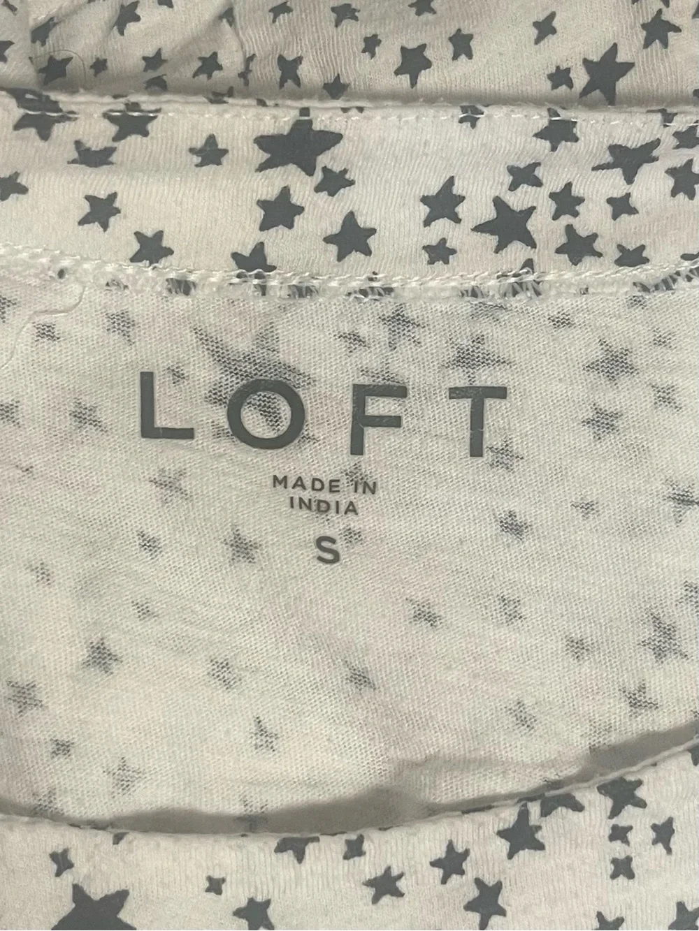 Loft Women's blouse White Navy Stars size Small